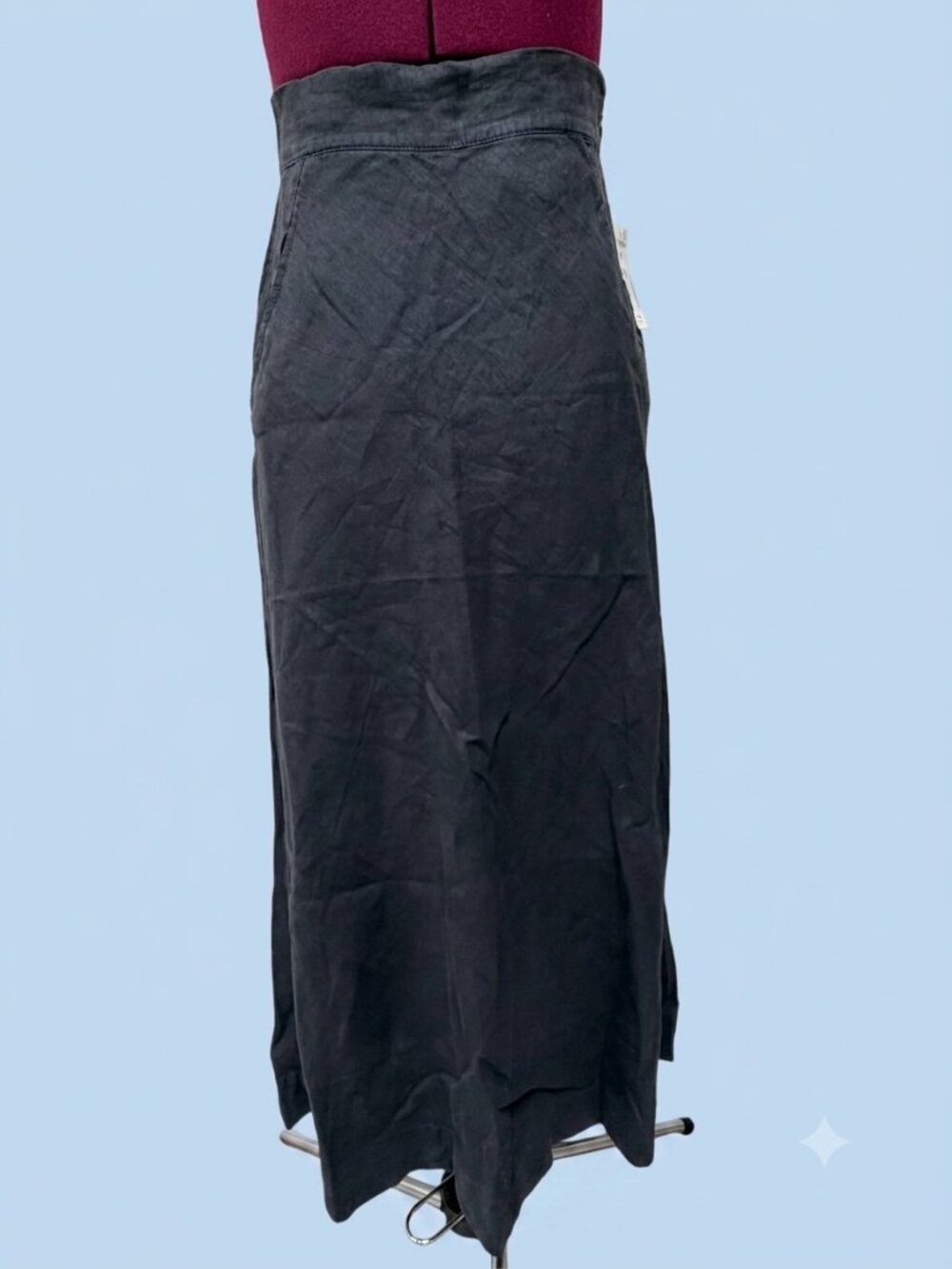 NWT Joie "Aryanna" Caviar Black Linen Midi Skirt - Size 0 - Picture 2 of 8
